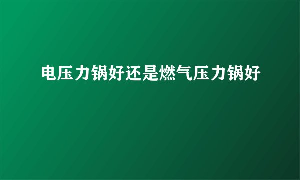 电压力锅好还是燃气压力锅好