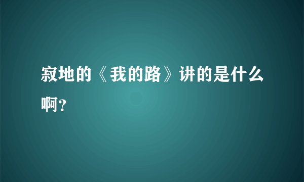 寂地的《我的路》讲的是什么啊？