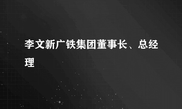 李文新广铁集团董事长、总经理