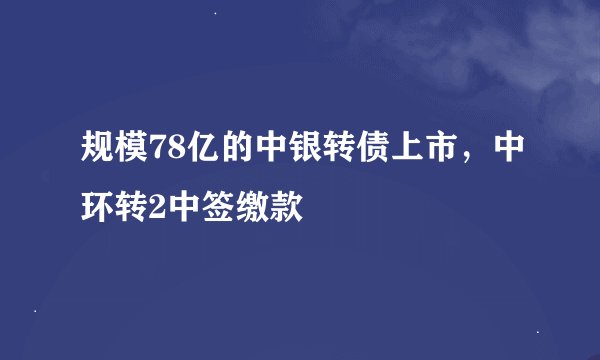规模78亿的中银转债上市，中环转2中签缴款