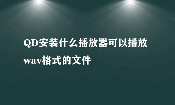 QD安装什么播放器可以播放wav格式的文件