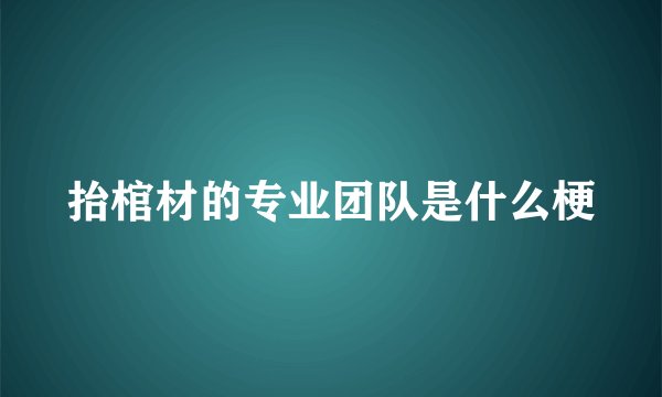 抬棺材的专业团队是什么梗