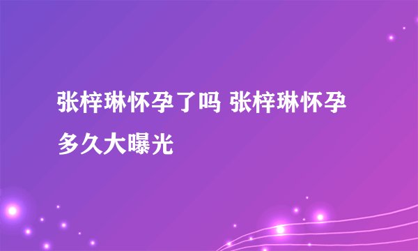 张梓琳怀孕了吗 张梓琳怀孕多久大曝光