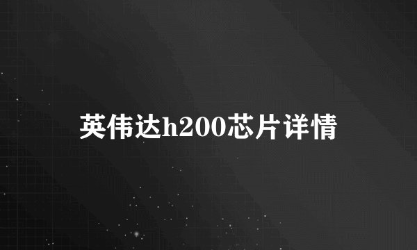 英伟达h200芯片详情