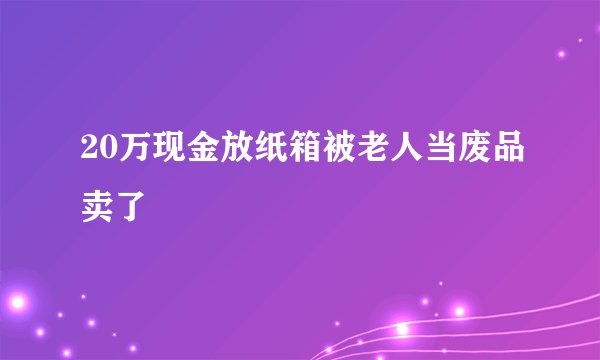 20万现金放纸箱被老人当废品卖了