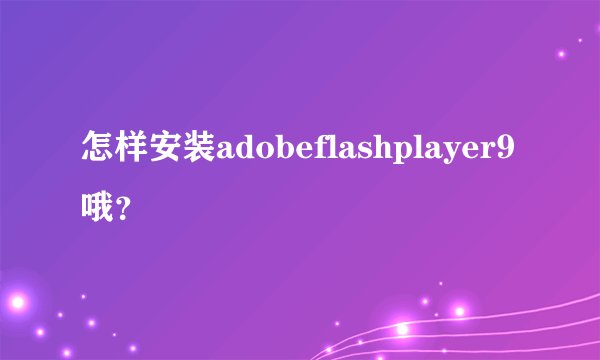 怎样安装adobeflashplayer9哦？