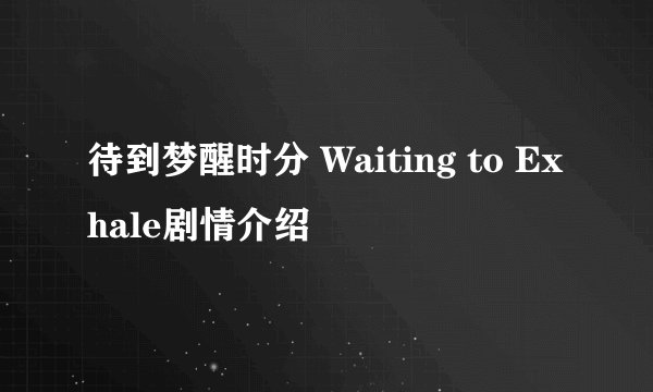 待到梦醒时分 Waiting to Exhale剧情介绍