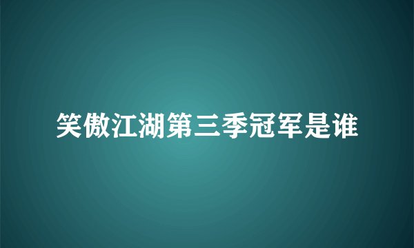 笑傲江湖第三季冠军是谁
