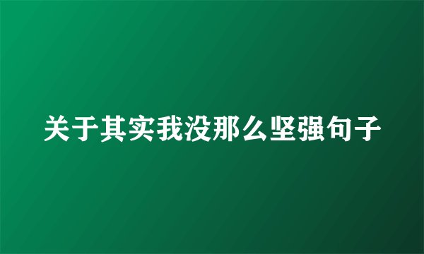 关于其实我没那么坚强句子