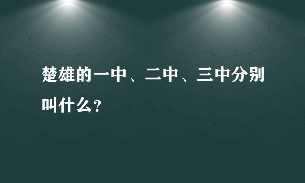 楚雄的一中、二中、三中分别叫什么？