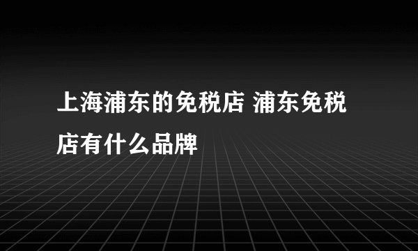 上海浦东的免税店 浦东免税店有什么品牌