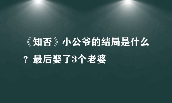《知否》小公爷的结局是什么？最后娶了3个老婆