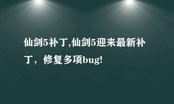 仙剑5补丁,仙剑5迎来最新补丁,修复多项bug!