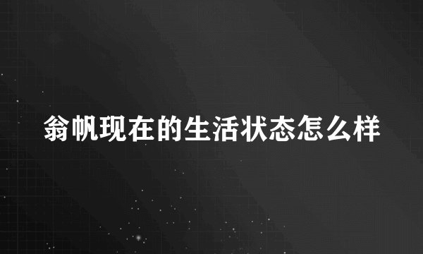 翁帆现在的生活状态怎么样