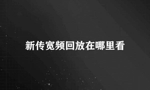 新传宽频回放在哪里看