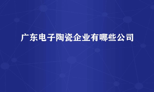 广东电子陶瓷企业有哪些公司