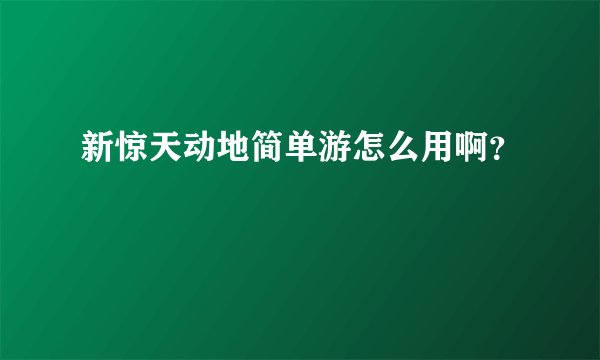 新惊天动地简单游怎么用啊？