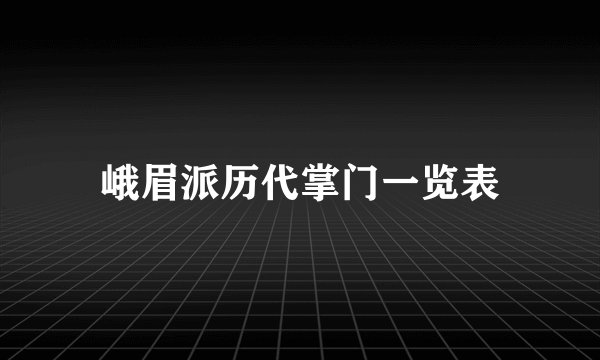 峨眉派历代掌门一览表