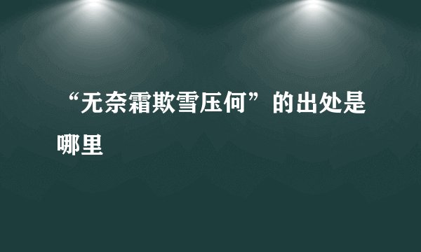 “无奈霜欺雪压何”的出处是哪里
