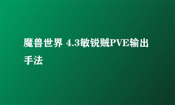 魔兽世界 4.3敏锐贼PVE输出手法