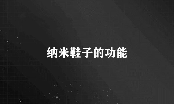 纳米鞋子的功能
