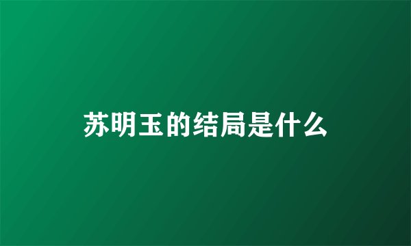 苏明玉的结局是什么