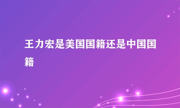 王力宏是美国国籍还是中国国籍