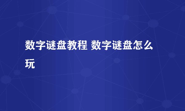 数字谜盘教程 数字谜盘怎么玩