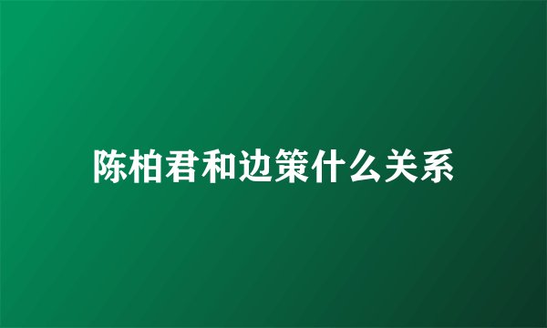 陈柏君和边策什么关系