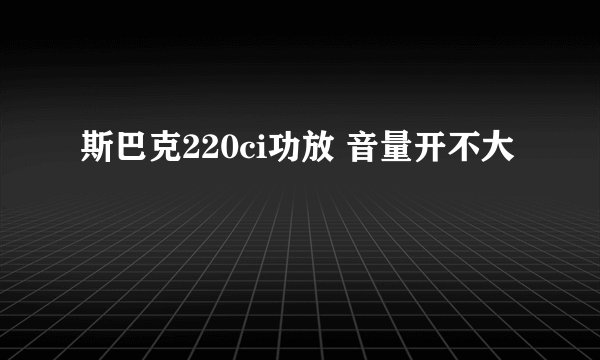 斯巴克220ci功放 音量开不大