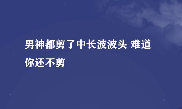 男神都剪了中长波波头 难道你还不剪
