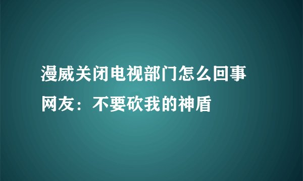 漫威关闭电视部门怎么回事 网友:不要砍我的神盾
