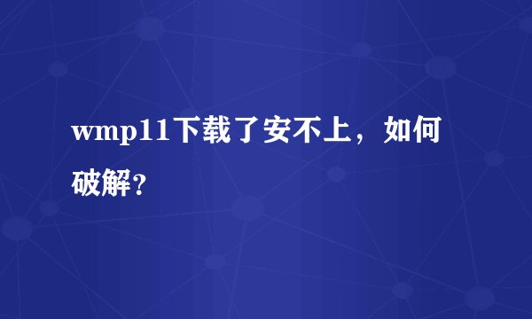 wmp11下载了安不上，如何破解？