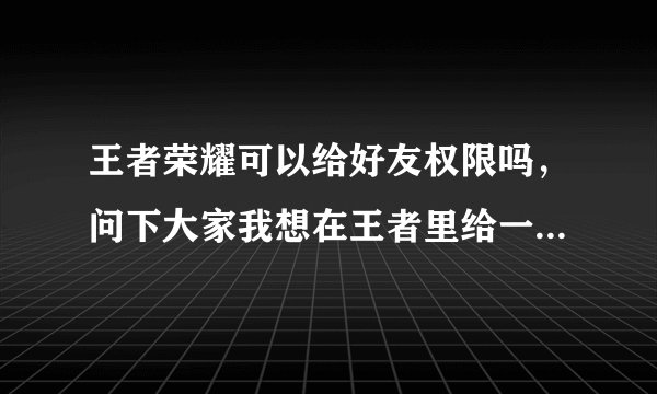 王者荣耀可以给好友权限吗,问下大家我想在王者里给一个朋友送皮肤但他设置了权限我不知道他