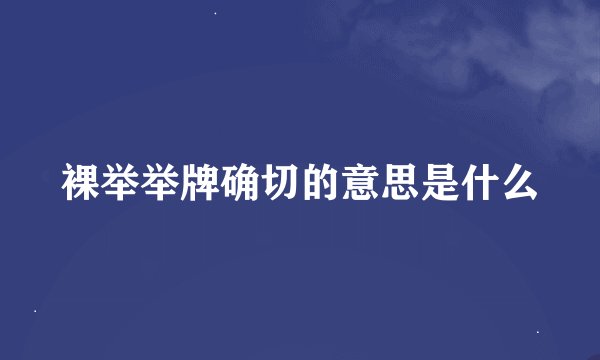 裸举举牌确切的意思是什么