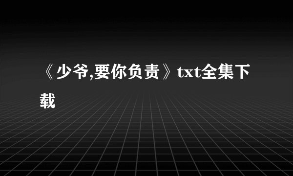 《少爷,要你负责》txt全集下载