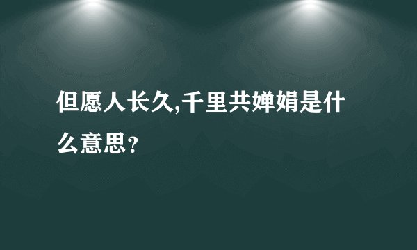 但愿人长久,千里共婵娟是什么意思？