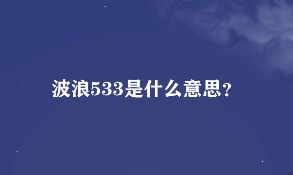 波浪533是什么意思？