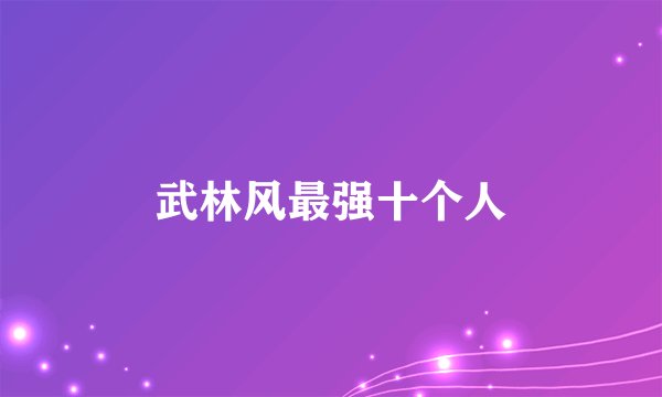 武林风最强十个人