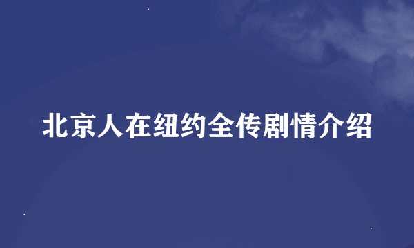 北京人在纽约全传剧情介绍