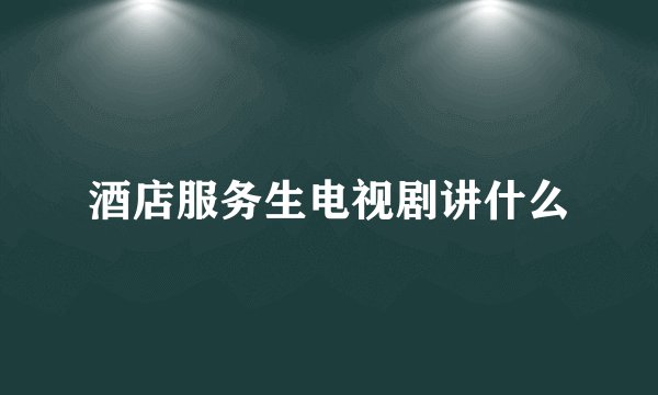 酒店服务生电视剧讲什么