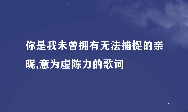 你是我未曾拥有无法捕捉的亲昵,意为虚陈力的歌词