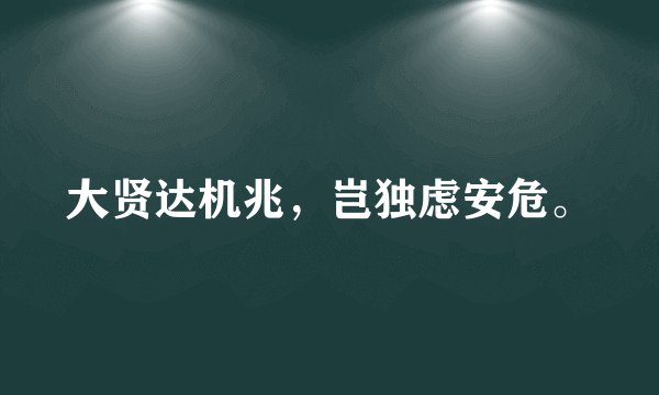 大贤达机兆，岂独虑安危。