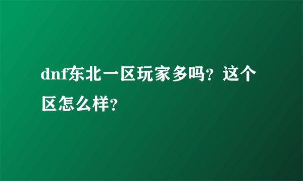 dnf东北一区玩家多吗？这个区怎么样？