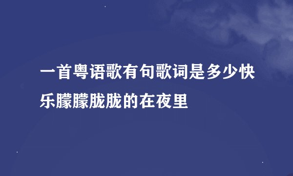 一首粤语歌有句歌词是多少快乐朦朦胧胧的在夜里