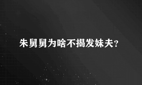 朱舅舅为啥不揭发妹夫？