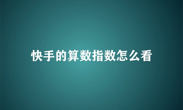 快手的算数指数怎么看