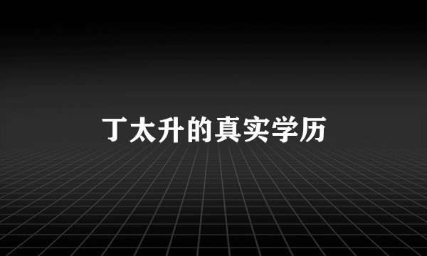丁太升的真实学历