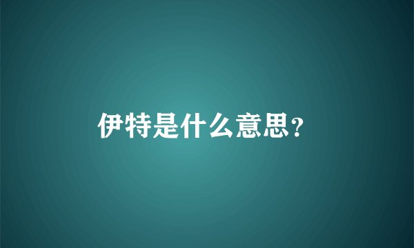 伊特是什么意思？