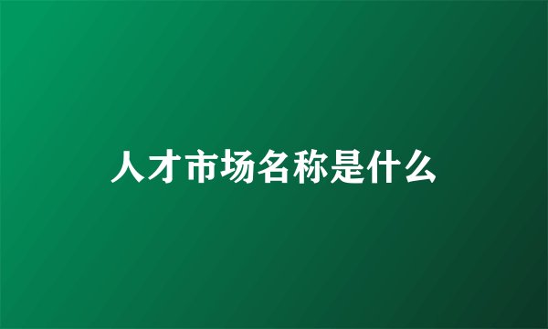 人才市场名称是什么